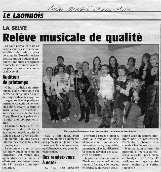 Concert  La SelveL'Union 17 mars 2010