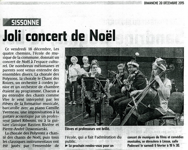 Concert de NolL'Union 20 dcembre 2015