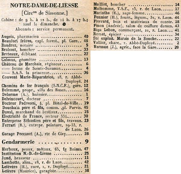 Liesse Notre-Dame : Tlphones 1951