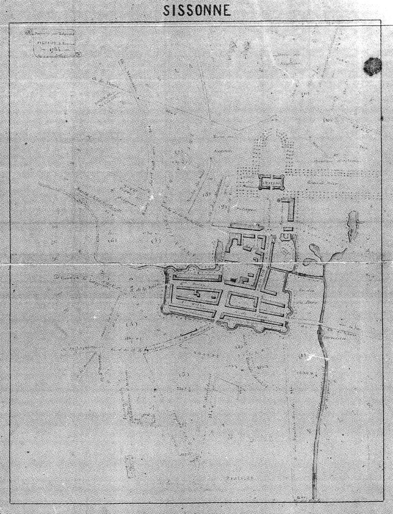 Plan de SissonneDessin par Edouard PIERLOT en 1784